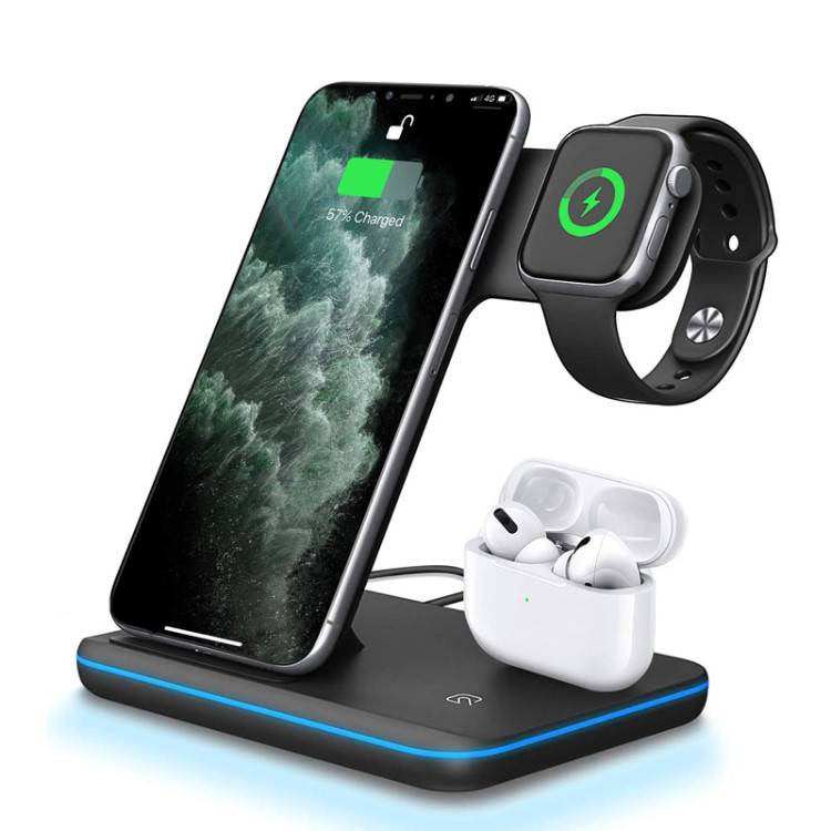 WC08   3 IN 1 Fast wireless charger 